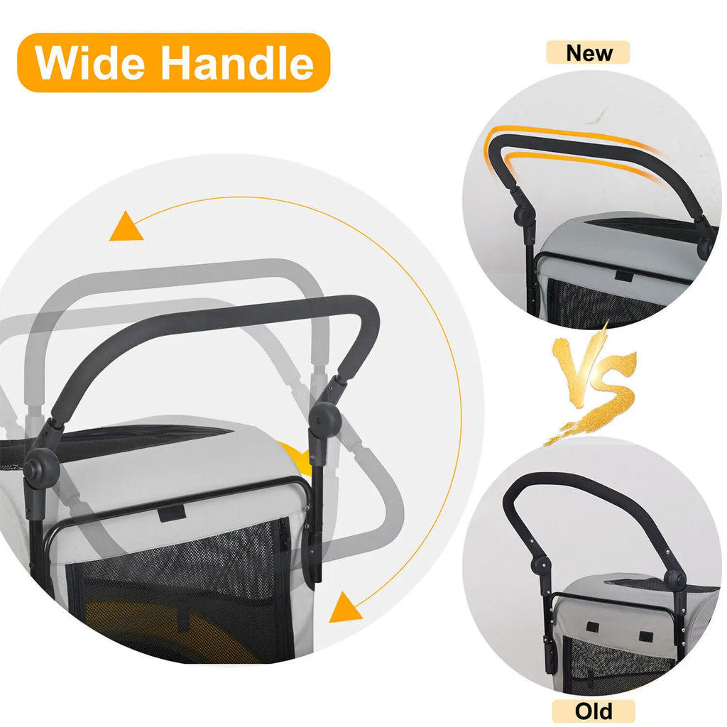 Heavy Duty Dog Stroller Foldable Pet Trolley Carrier Double Door Jogger Cart for Large Dogs Outdoor Walking Exercise 30 Inch