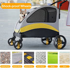 Heavy Duty Dog Stroller Foldable Pet Trolley Carrier Double Door Jogger Cart for Large Dogs Outdoor Walking Exercise 30 Inch