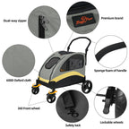 Heavy Duty Dog Stroller Foldable Pet Trolley Carrier Double Door Jogger Cart for Large Dogs Outdoor Walking Exercise 30 Inch