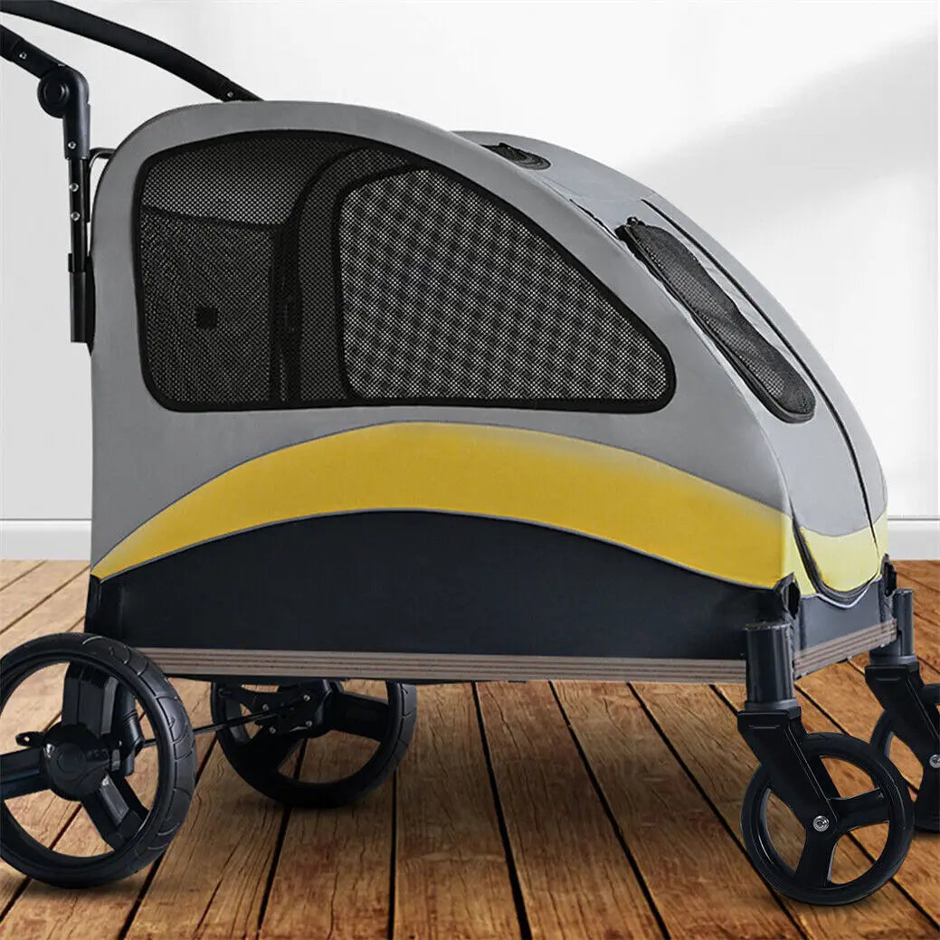 Heavy Duty Dog Stroller Foldable Pet Trolley Carrier Double Door Jogger Cart for Large Dogs Outdoor Walking Exercise 30 Inch