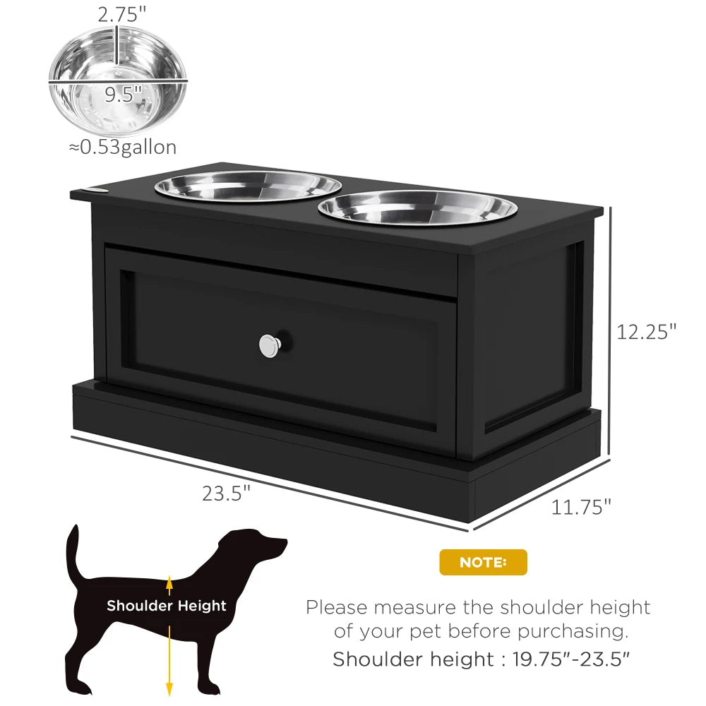 PawHut Large Elevated Dog Bowls