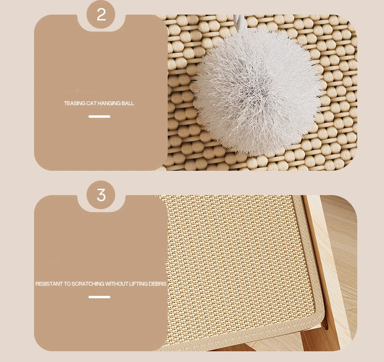 Wooden Sisal Cat Scratching Pads Vertical Cats Scratcher Post Detachable Wear-resistant Cat Scratch Board Kitten Grinding Toys