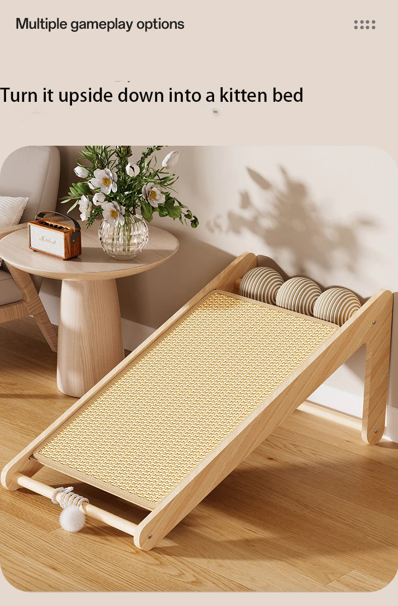 Wooden Sisal Cat Scratching Pads Vertical Cats Scratcher Post Detachable Wear-resistant Cat Scratch Board Kitten Grinding Toys