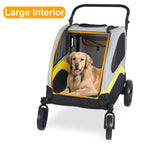 Heavy Duty Dog Stroller Foldable Pet Trolley Carrier Double Door Jogger Cart for Large Dogs Outdoor Walking Exercise 30 Inch