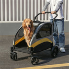 Heavy Duty Dog Stroller Foldable Pet Trolley Carrier Double Door Jogger Cart for Large Dogs Outdoor Walking Exercise 30 Inch