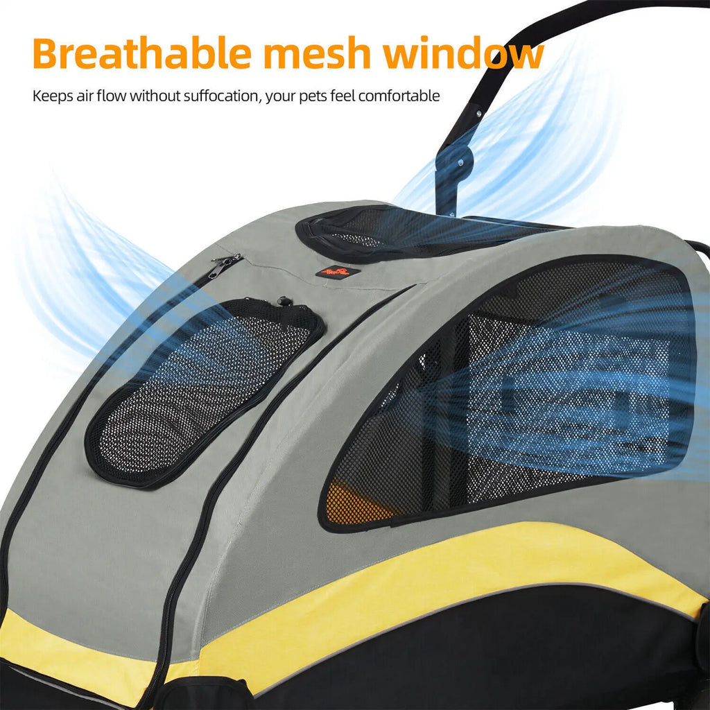 Heavy Duty Dog Stroller Foldable Pet Trolley Carrier Double Door Jogger Cart for Large Dogs Outdoor Walking Exercise 30 Inch