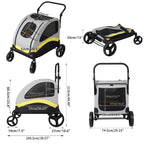 Heavy Duty Dog Stroller Foldable Pet Trolley Carrier Double Door Jogger Cart for Large Dogs Outdoor Walking Exercise 30 Inch